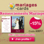 Cartes de remerciements de mariage : Remise de 15% chez MARIAGES-CARDS